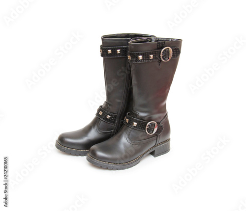 Black woman boots isolated on white background