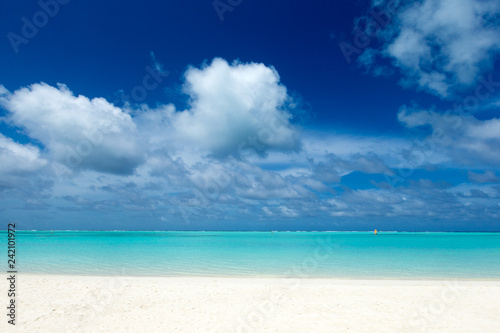 tropical Maldives island with white sandy beach and sea