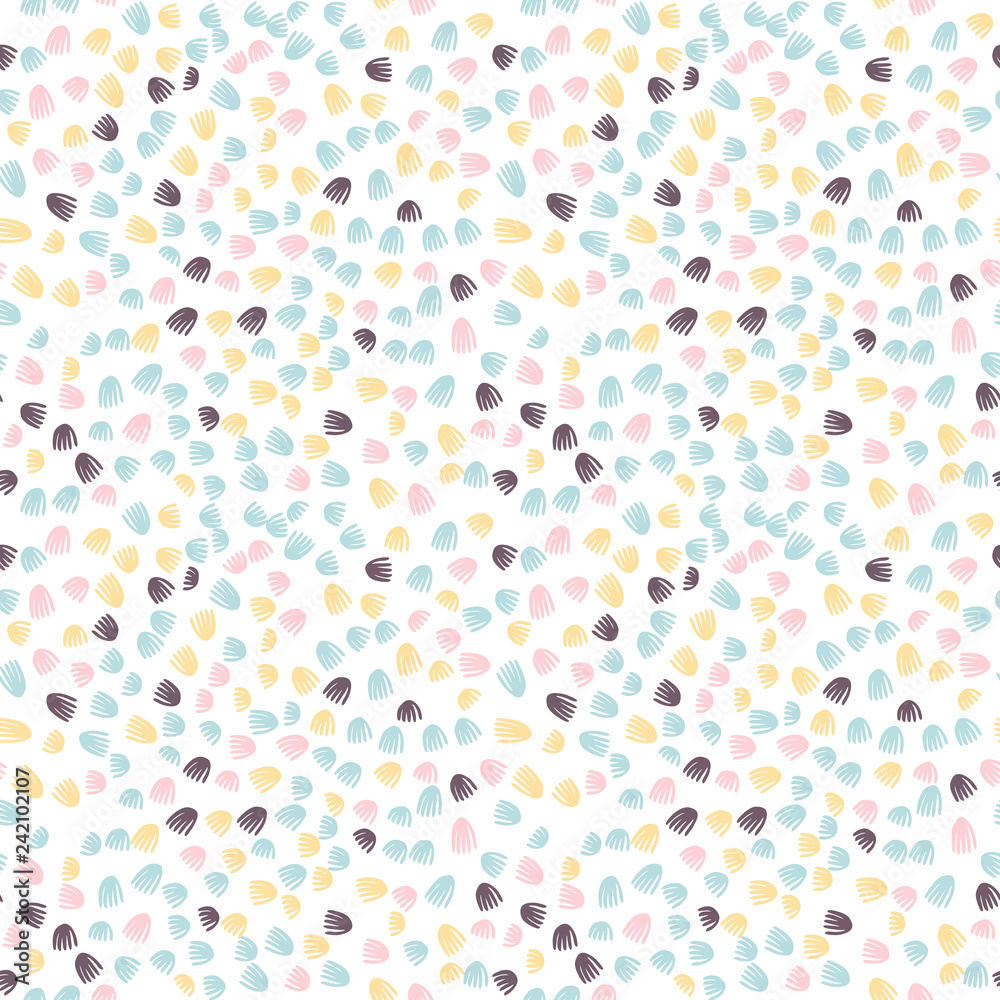 Vector  seamless abstract background with small pastel colored elements, freehand doodles pattern.
