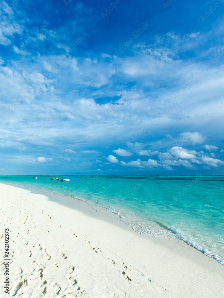 tropical Maldives island with white sandy beach and sea tropical Maldives island with white sandy beach and sea