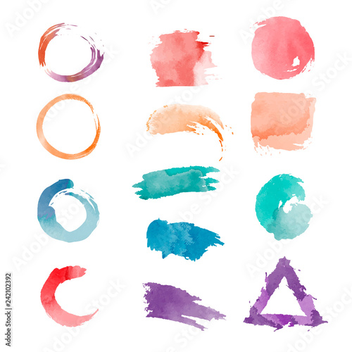 Watercolor geometric shapes vector set