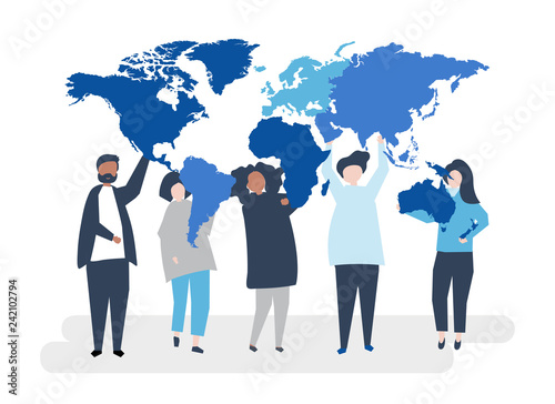 Character illustration of diverse people and the world