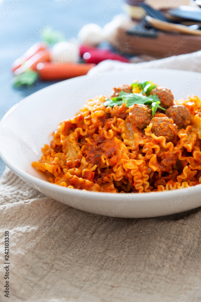 tasty penne with Meat ball and tomato sauce tasty penne with Meat ball and tomato sauce