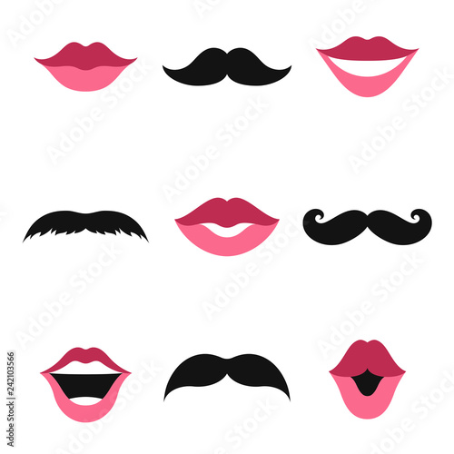 Canvas-taulu Woman accessories photo booth props vector