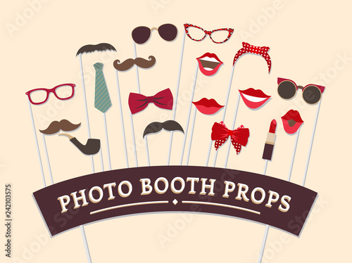Woman accessories photo booth props vector