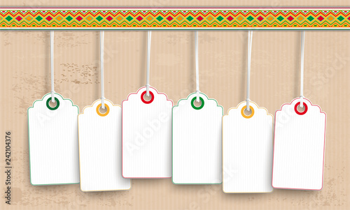 Mexican Vintage Banner White Price Stickers photo
