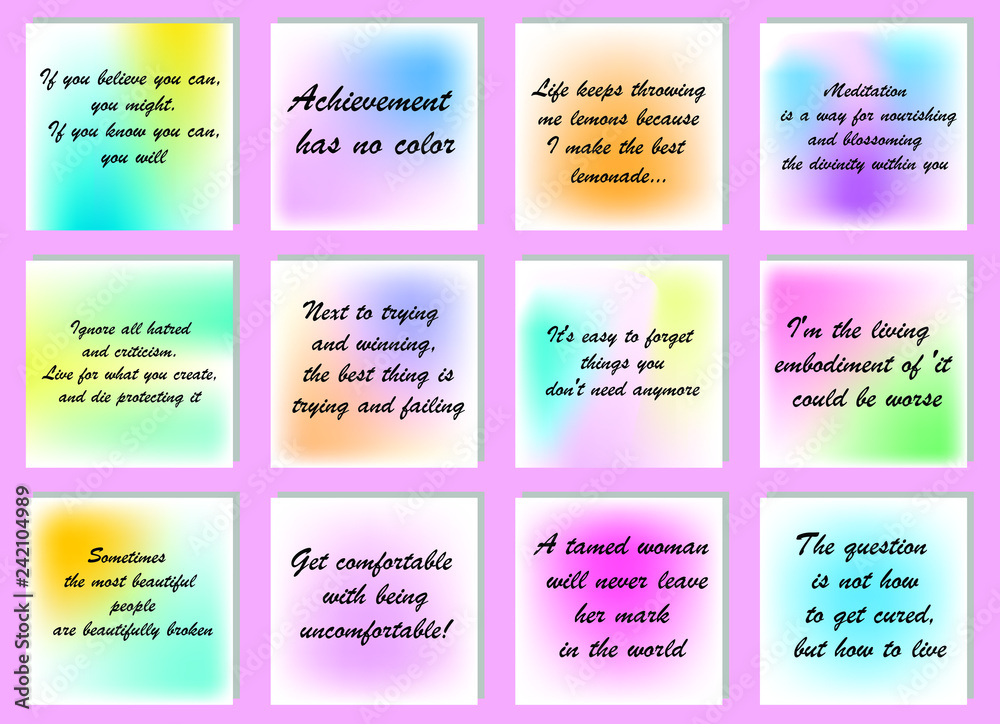 Set Of 12 Vector Motivation Inspiration Quotes About Love Ready To Post In Social Media Brochure Magazine Stock Vector Adobe Stock Set Of 12 Vector Motivation Inspiration Quotes About Love Ready To Post In Social Media Brochure Magazine Stock Vector Adobe Stock