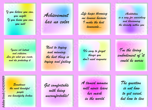 Set Of 12 Vector Motivation Inspiration Quotes About Love Ready To Post In Social Media Brochure Magazine Stock Vector Adobe Stock