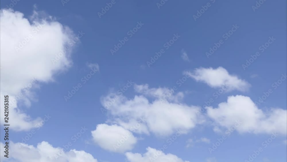 A Time Lapse Of White Clouds Moving Across A Blue Sky. A Time Lapse Of White Clouds Moving Across A Blue Sky.