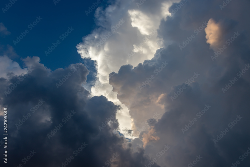 Texture of bright blue and white dramatic cloudy sky