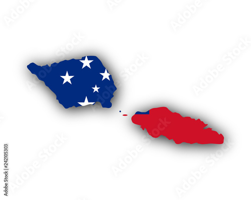 Karte und Fahne von Samoa