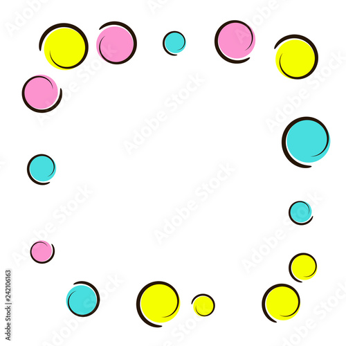 Comic background with pop art polka dot confetti.