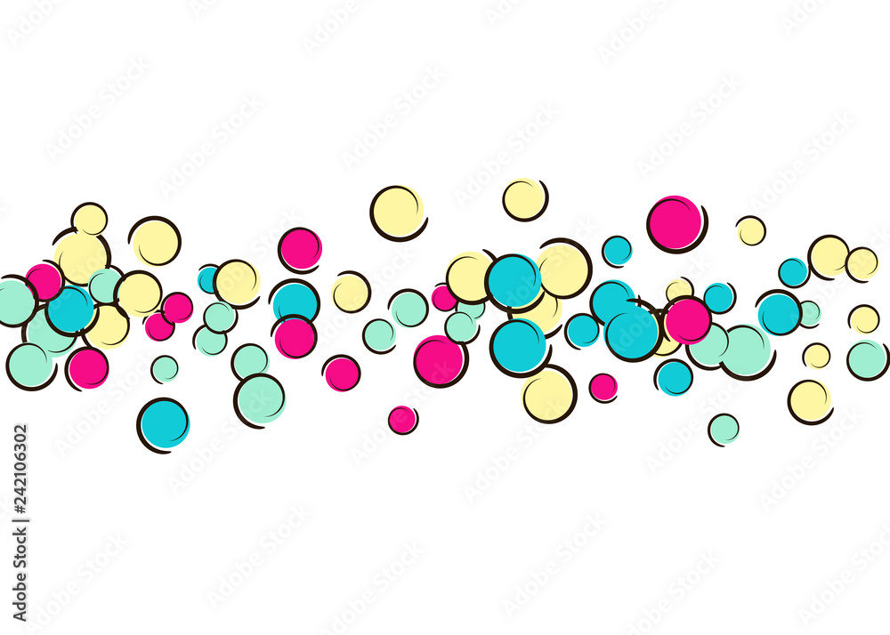 Polka dot background with comic pop art confetti. Polka dot background with comic pop art confetti.