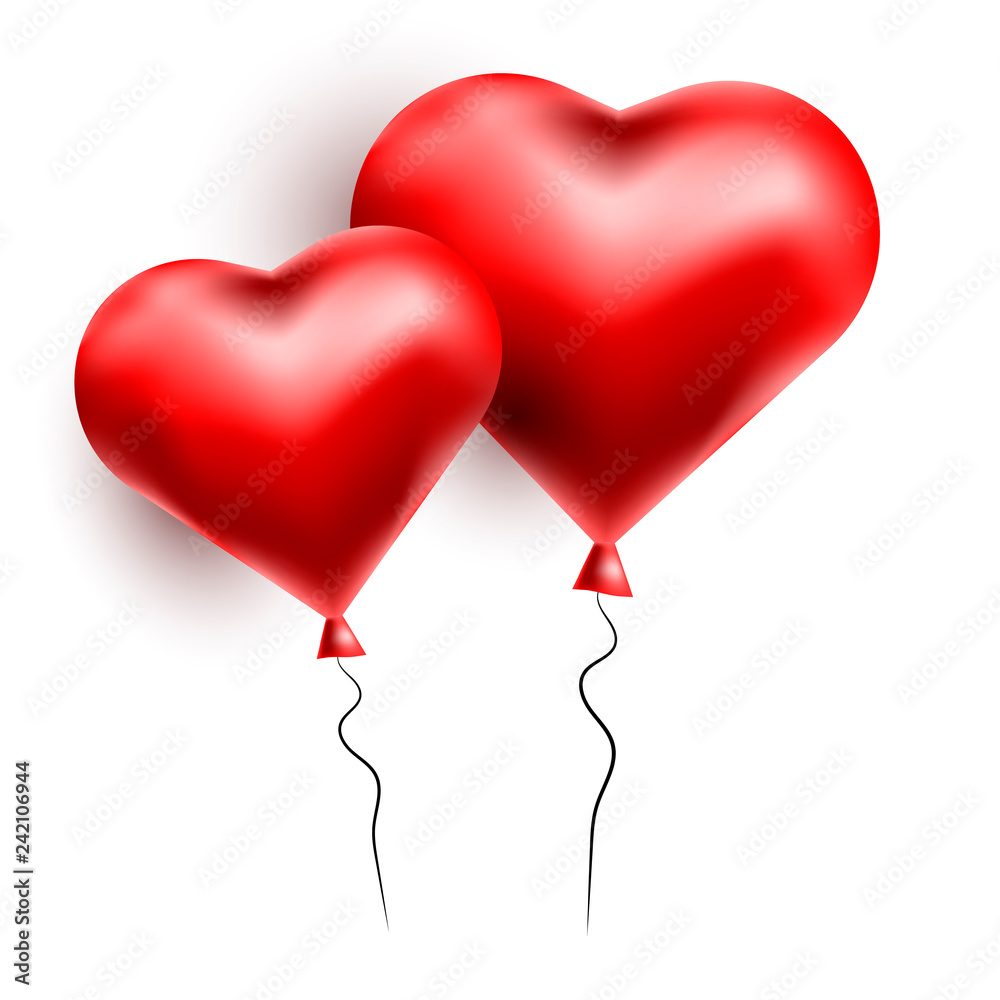 Vector greeting card with 3d hearts. Valentine s Day. Love and romance