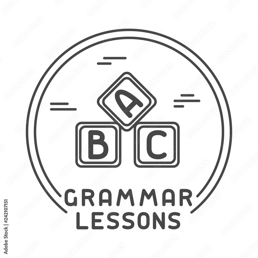 Logo concept of grammar lessons. Linear style vector illustration Logo concept of grammar lessons. Linear style vector illustration