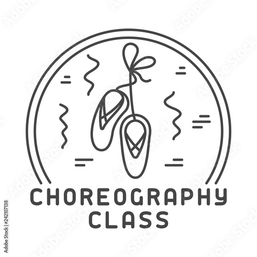 Logo concept of choreography class. Linear style vector illustration