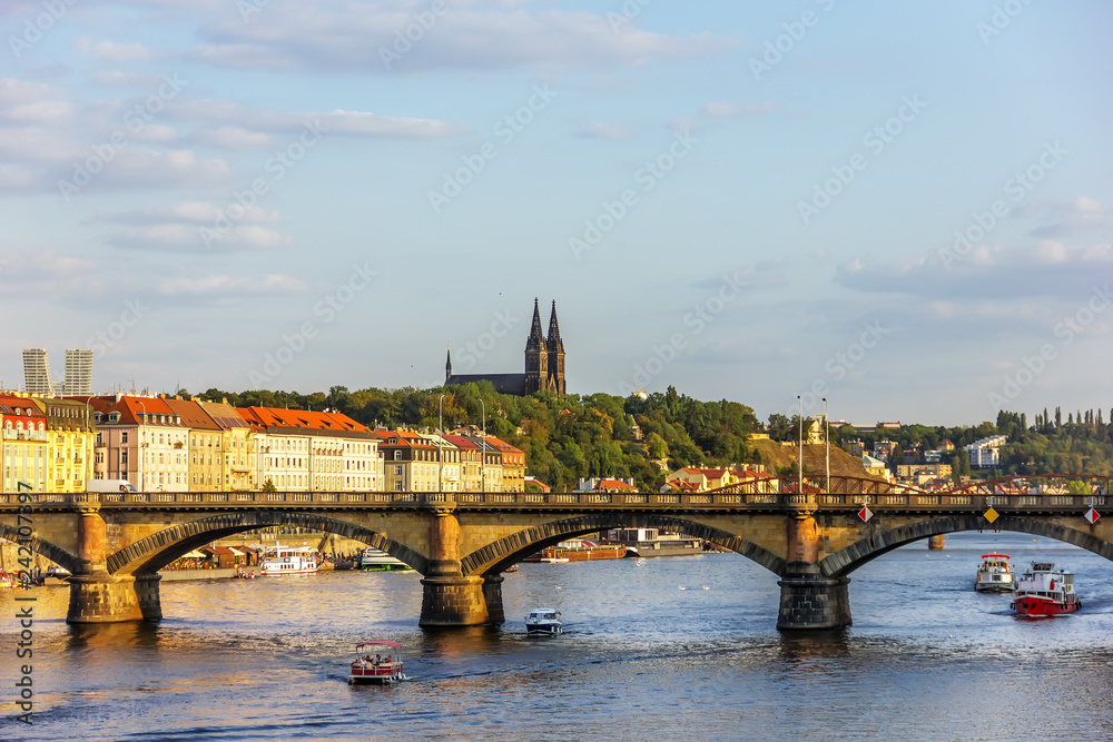 Prague bridge and Vysehrad view, Czech Republic