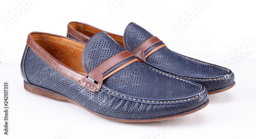 Men's dark blue Loafer Shoe on white background
