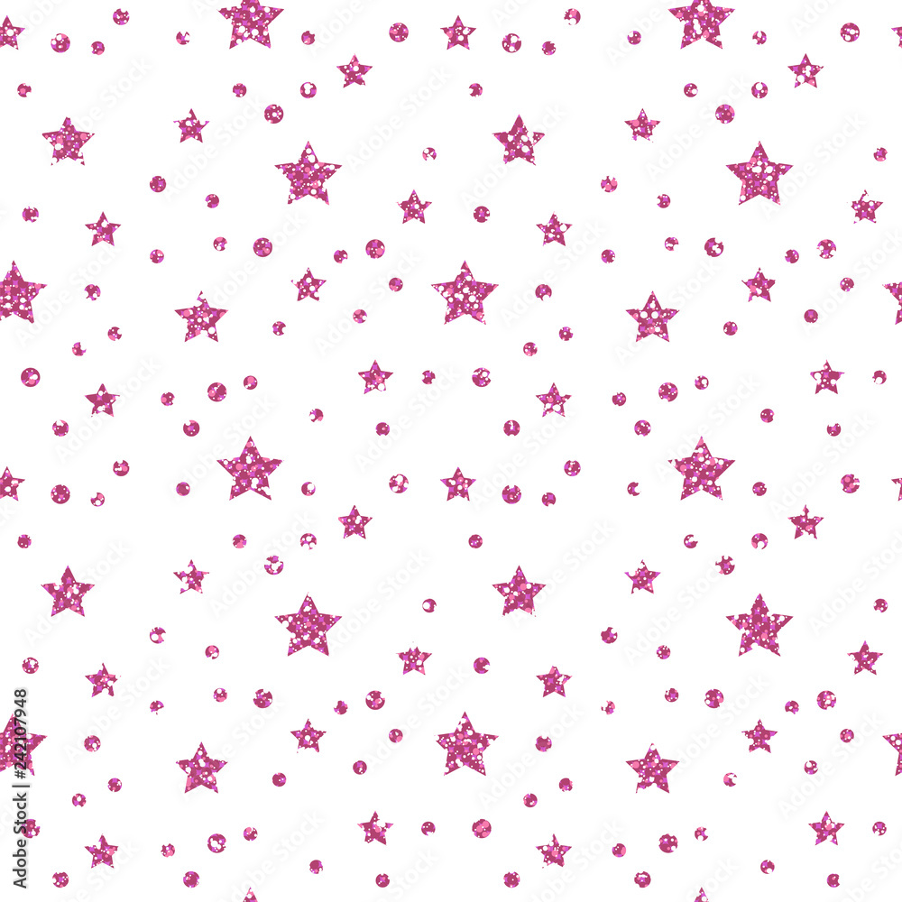 Pink Star Pattern. Glitter Look.