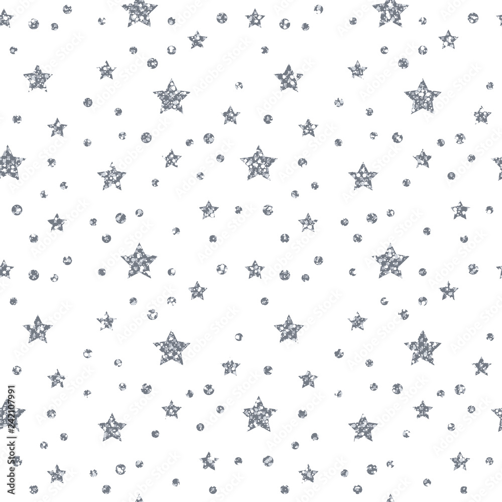 Silver Star Pattern. Glitter Look. Silver Star Pattern. Glitter Look.