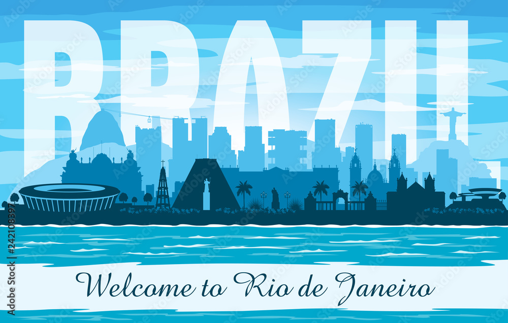 Obraz premium Rio de Janeiro Brazil city skyline vector silhouette