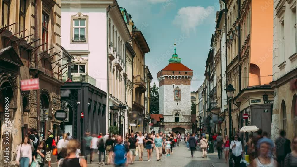 Krakow, Poland. Florianska Gate Krakow, the Medieval Florianska - St Florin's. UNESCO World Heritage Site