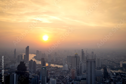 Beautiful cityscape of Bangkok , The modern building of Asia Business financial district and commercial in bangkok thailand
