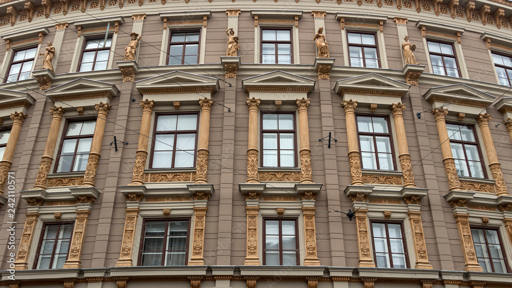 Zagreb, Croatia - Front wall of a classical downtown building