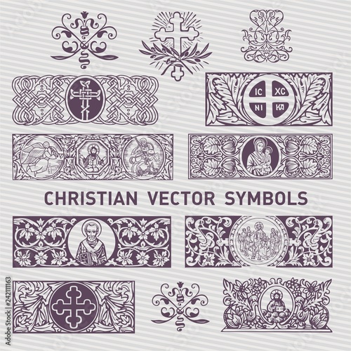 Collection of Christian Symboland Decor vector design elements