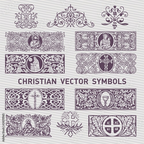 Collection of Christian Symboland Decor vector design elements