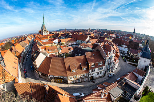 Tableau sur toile aerial of city of Muehlhausen in Thuringia, Germany
