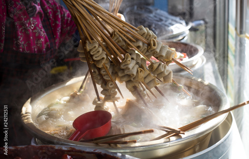 Photography korean local food of oden fish cake, hot street food