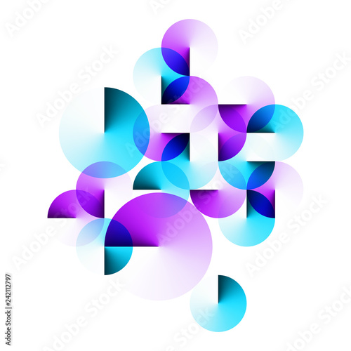 Geometric Turquoise Blue and Purple Angle Gradient Circles Isolated on White Square Background. EPS 10 Vector.