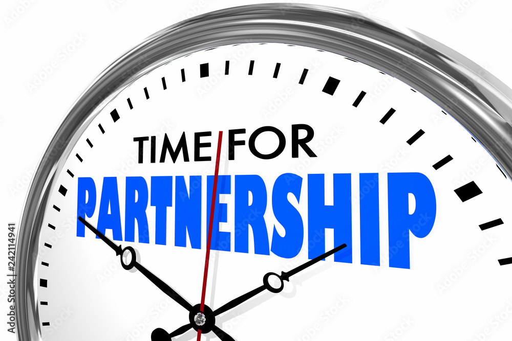 Time for Partnership Cooperation Clock Words 3d Illustration
