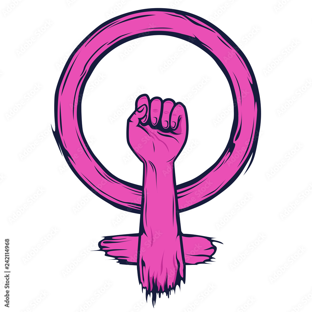 Super Woman. Symbol of female power, woman rights, protest, feminism.  Vector. Stock Vector