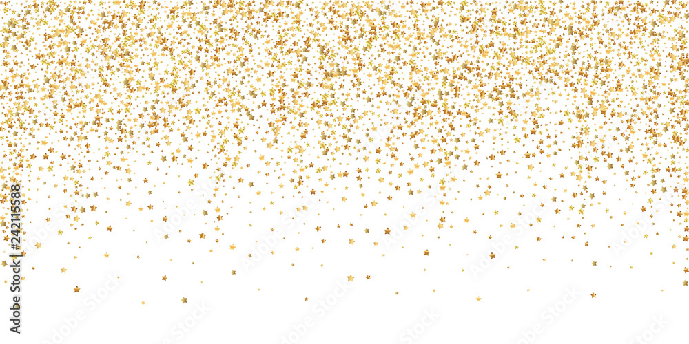 Gold stars luxury sparkling confetti. Scattered sm - obrazy, fototapety, plakaty 