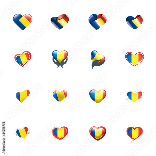Romania flag, vector illustration on a white background