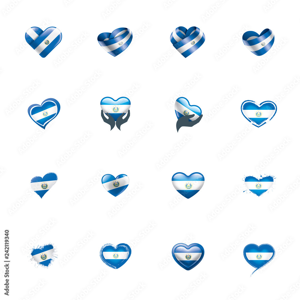 Salvador flag, vector illustration on a white background Salvador flag, vector illustration on a white background