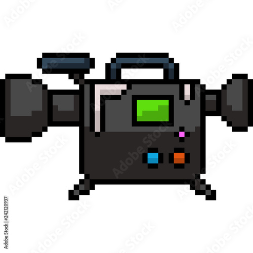 vector pixel art movie camera