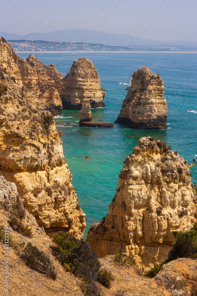 Cliffs of Algarve coast in Portugal
