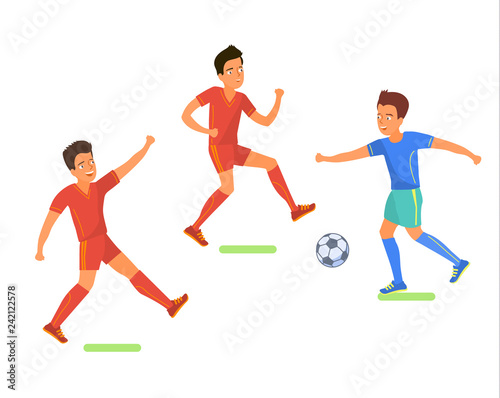 Football soccer player. Men playing soccer. Flat design