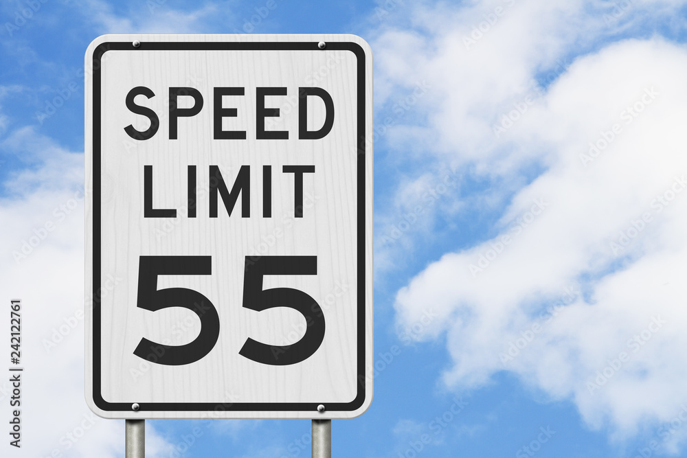 US 55 mph Speed Limit sign - obrazy, fototapety, plakaty 