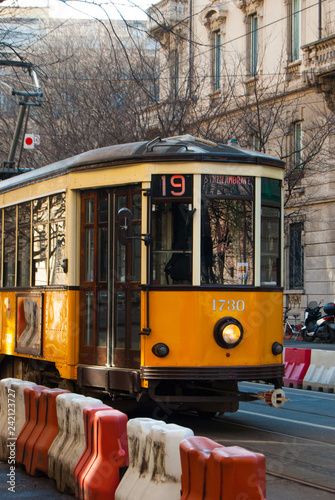 Old city tram in Milan
