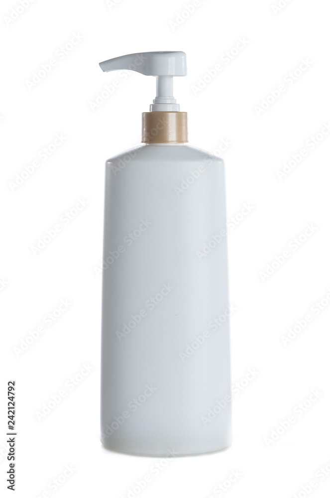 White plastic bottle with pump cap,Mock-up for product package branding White plastic bottle with pump cap,Mock-up for product package branding