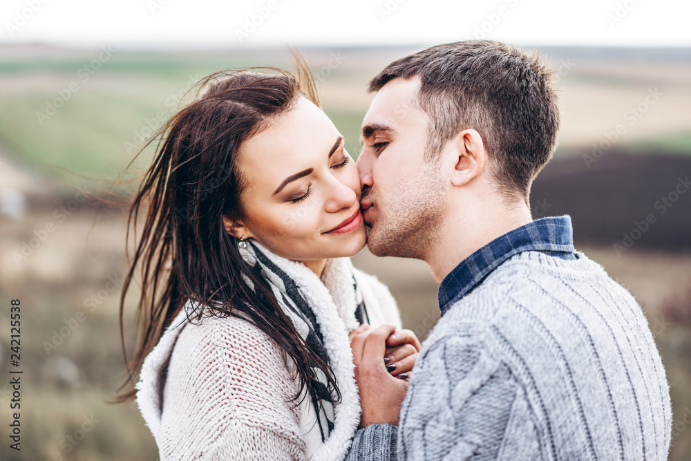 Romantic happy couple enjoy spending time together outdoor. Romantic happy couple enjoy spending time together outdoor.