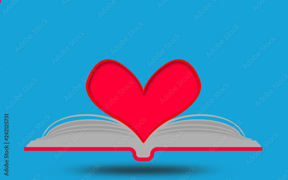 Love heart on open book Love heart on open book