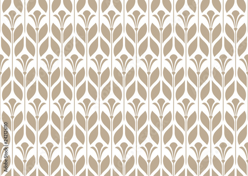 Flower geometric pattern. Seamless vector background. White and beige ornament. Ornament for fabric, wallpaper, packaging. Decorative print