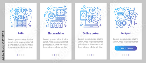 Gambling onboarding mobile app page screen with linear concepts