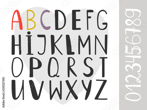 Handdrawn alphabet. Artistic hand written font, dura vector handwrite letters, handwriting graphic type symbols