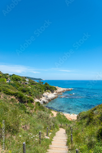 Coastal walk Sentier du Littoral at the beach of l´Escalet